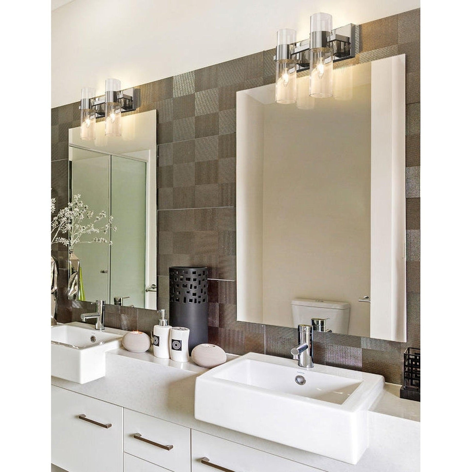 Z-Lite Lawson 17" 2-Light Polished Nickel Vanity Light With Clear Glass Shade