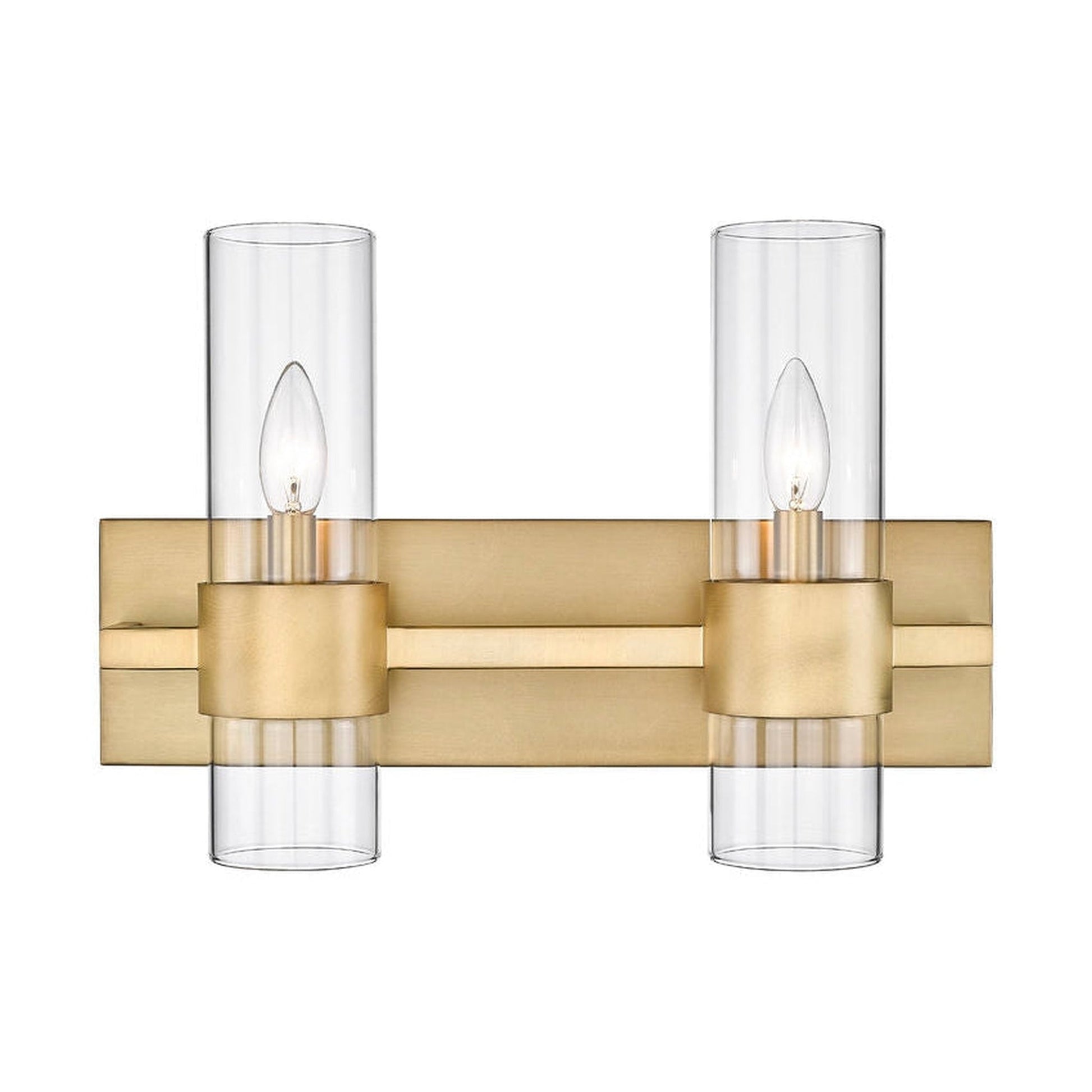 Z-Lite Lawson 17" 2-Light Rubbed Brass Vanity Light With Clear Glass Shade