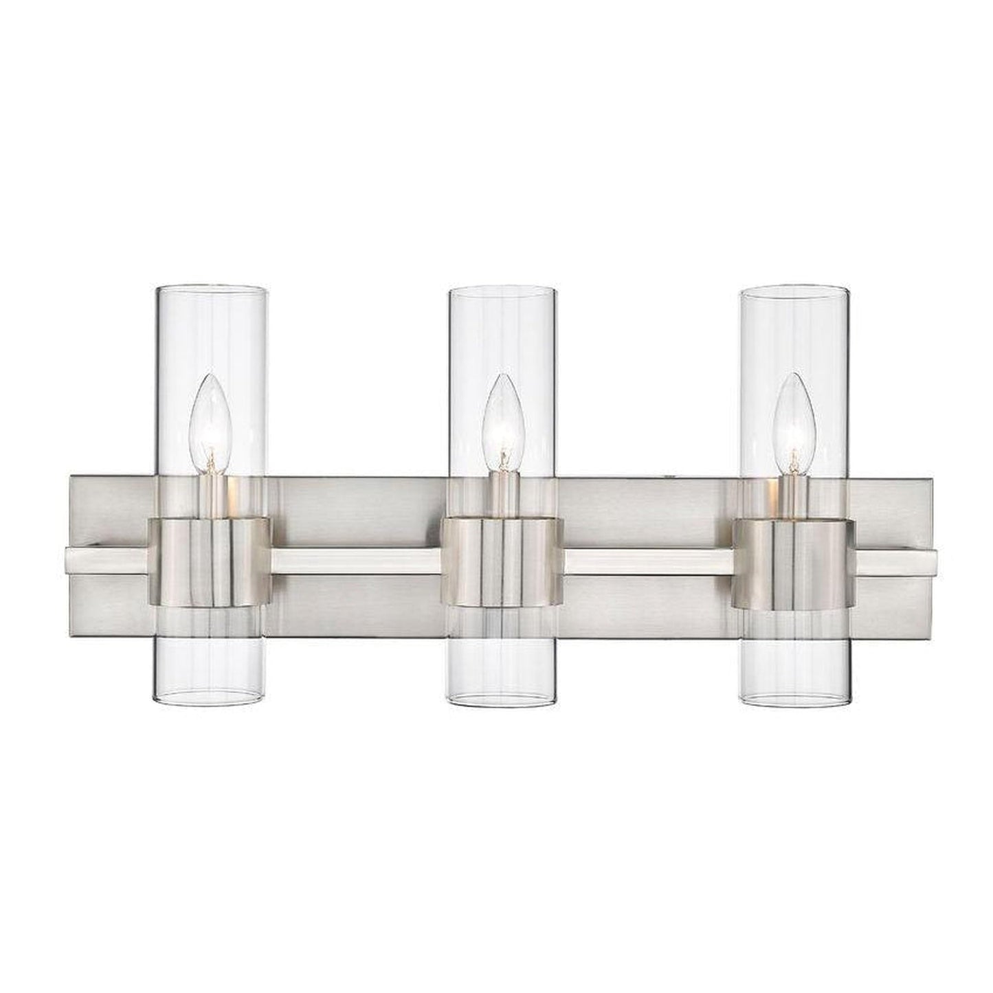 Z-Lite Lawson 25" 3-Light Brushed Nickel Vanity Light With Clear Glass Shade