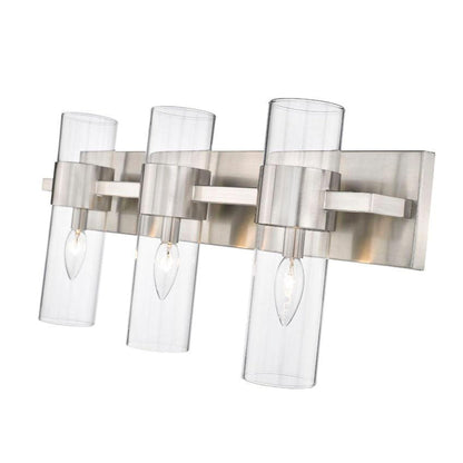 Z-Lite Lawson 25" 3-Light Brushed Nickel Vanity Light With Clear Glass Shade