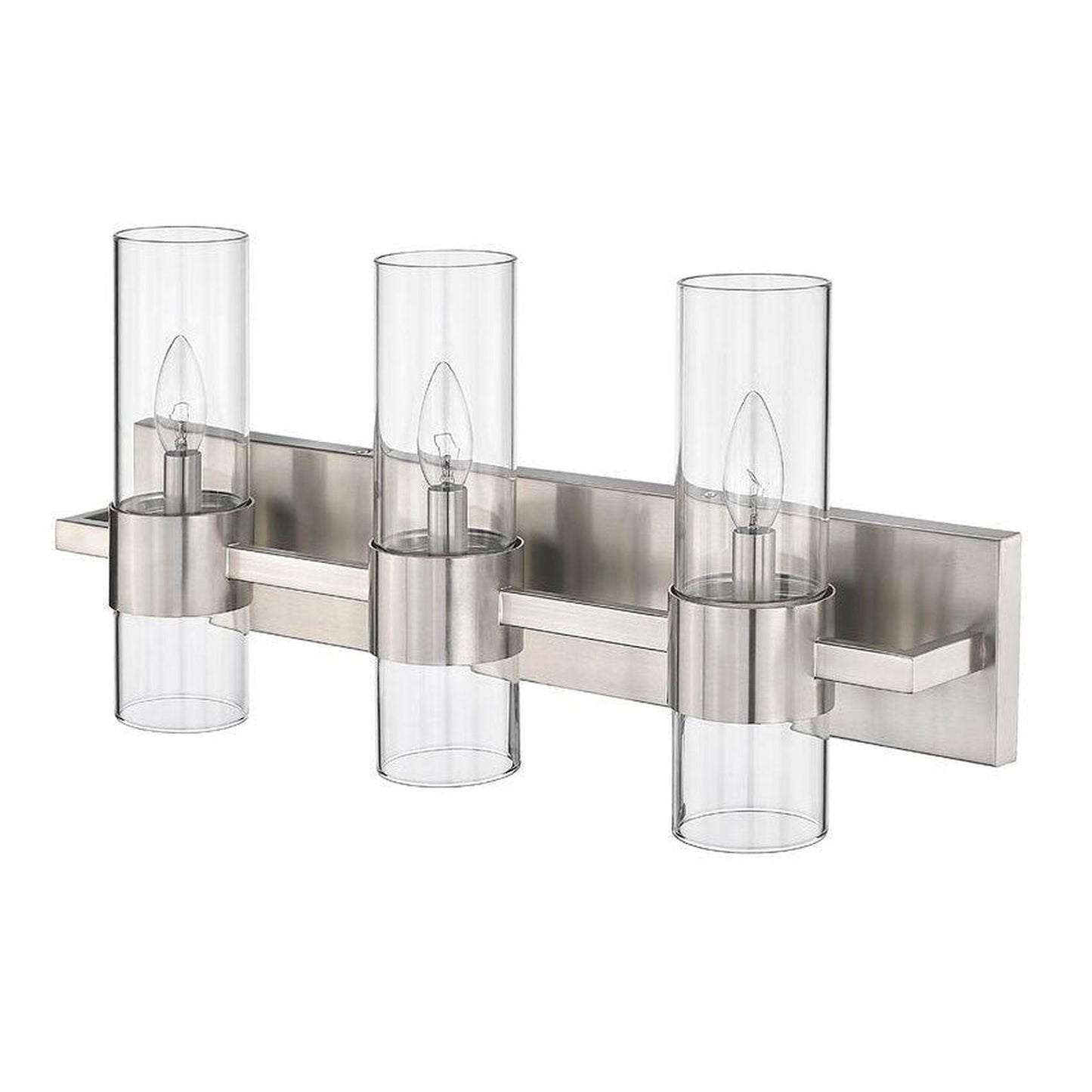 Z-Lite Lawson 25" 3-Light Brushed Nickel Vanity Light With Clear Glass Shade