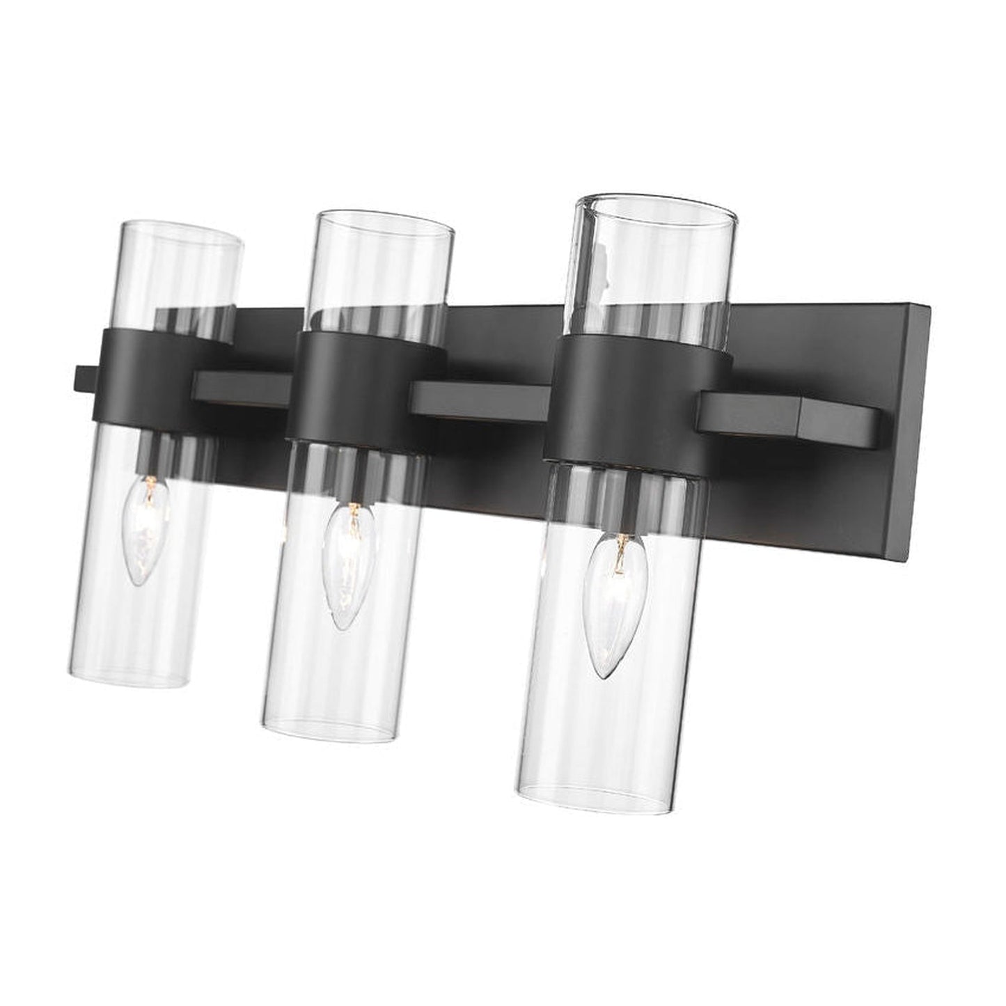 Z-Lite Lawson 25" 3-Light Matte Black Vanity Light With Clear Glass Shade