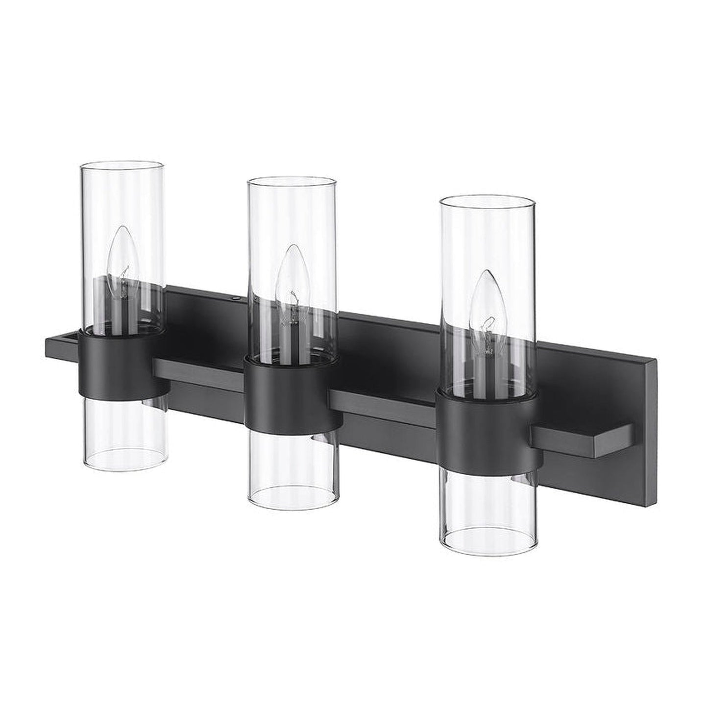 Z-Lite Lawson 25" 3-Light Matte Black Vanity Light With Clear Glass Shade