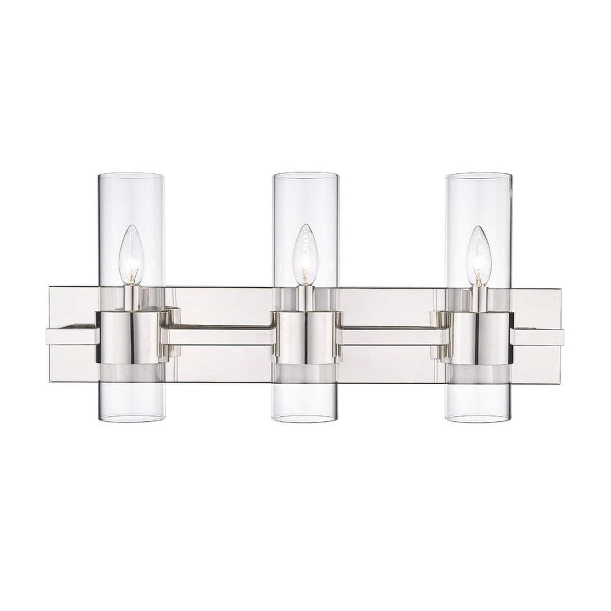 Z-Lite Lawson 25" 3-Light Polished Nickel Vanity Light With Clear Glass Shade