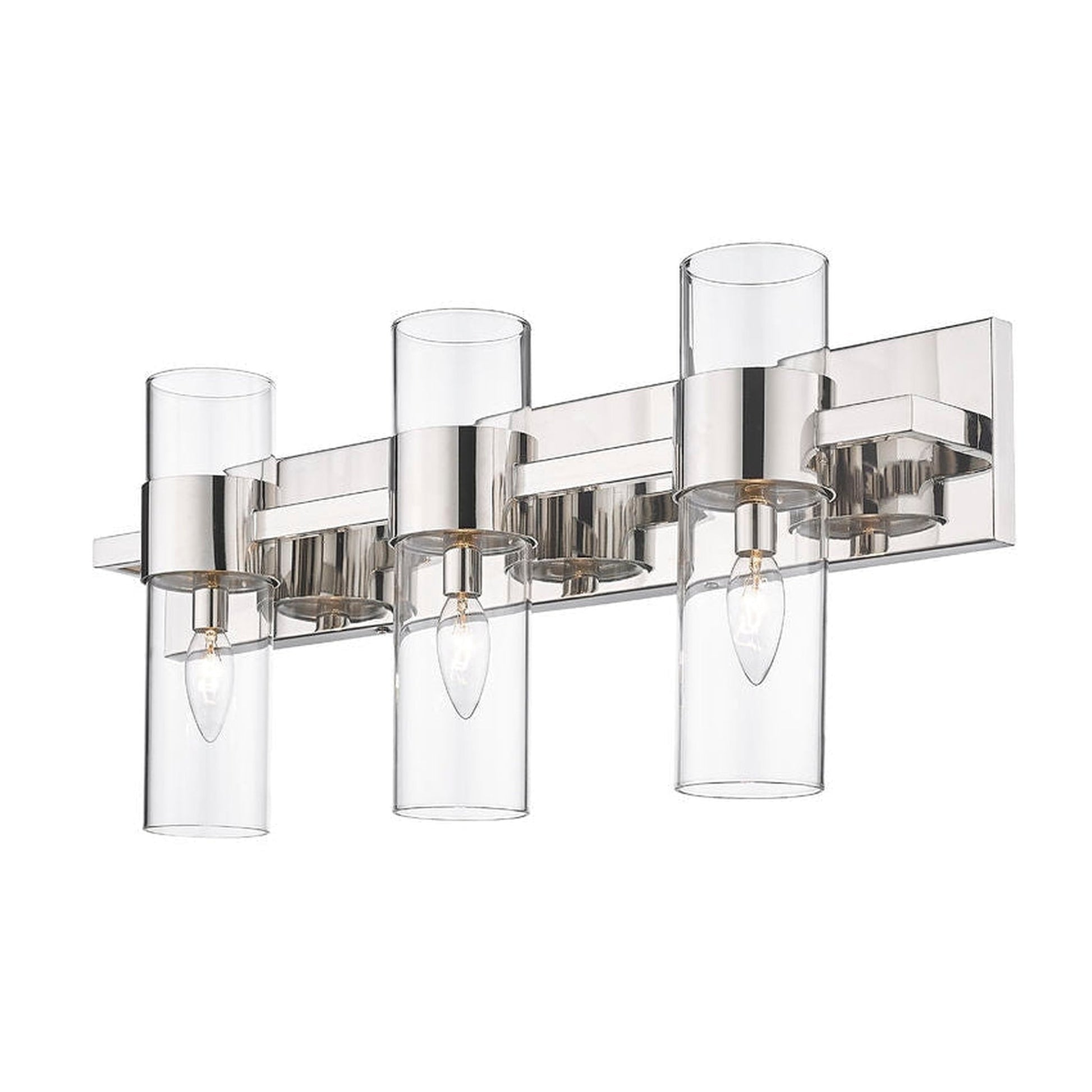 Z-Lite Lawson 25" 3-Light Polished Nickel Vanity Light With Clear Glass Shade