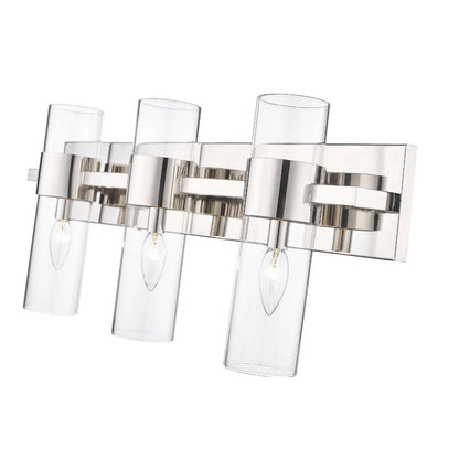 Z-Lite Lawson 25" 3-Light Polished Nickel Vanity Light With Clear Glass Shade