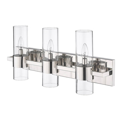 Z-Lite Lawson 25" 3-Light Polished Nickel Vanity Light With Clear Glass Shade