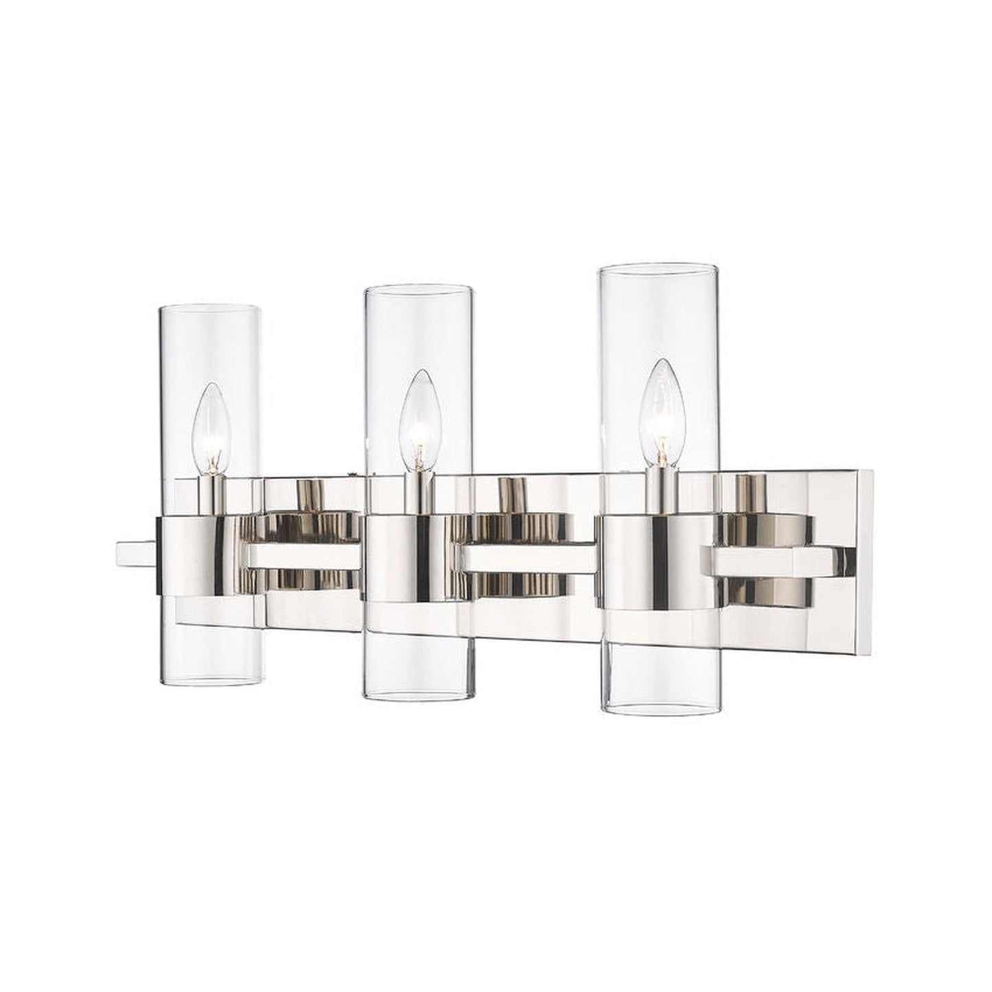 Z-Lite Lawson 25" 3-Light Polished Nickel Vanity Light With Clear Glass Shade