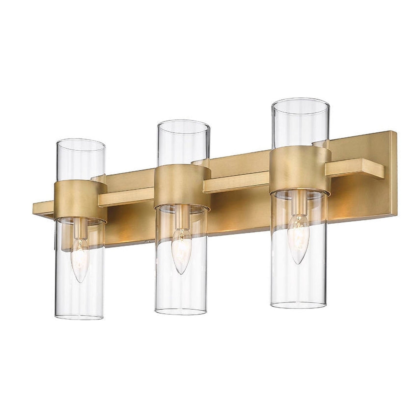 Z-Lite Lawson 25" 3-Light Rubbed Brass Vanity Light With Clear Glass Shade