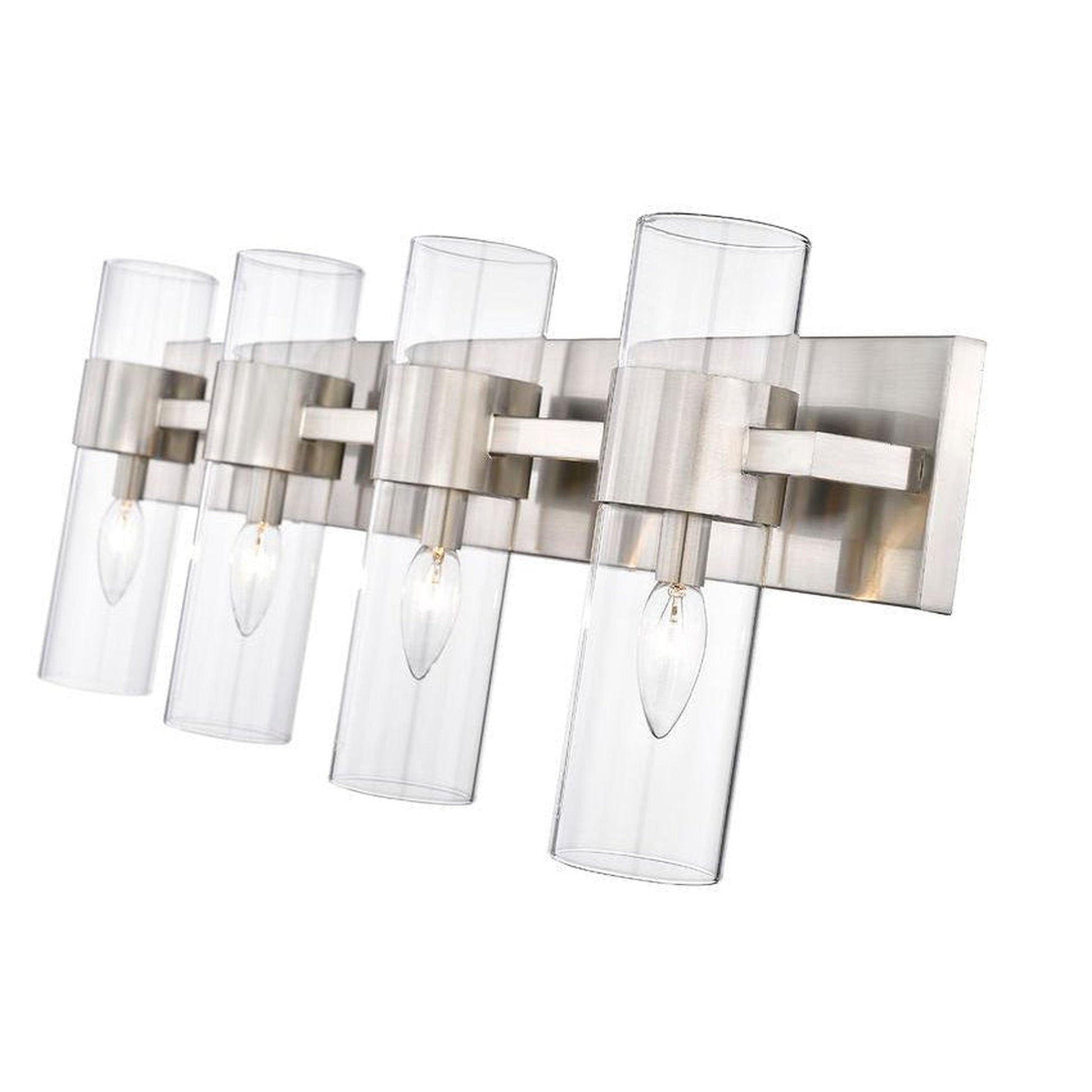 Z-Lite Lawson 32" 4-Light Brushed Nickel Vanity Light With Clear Glass Shade