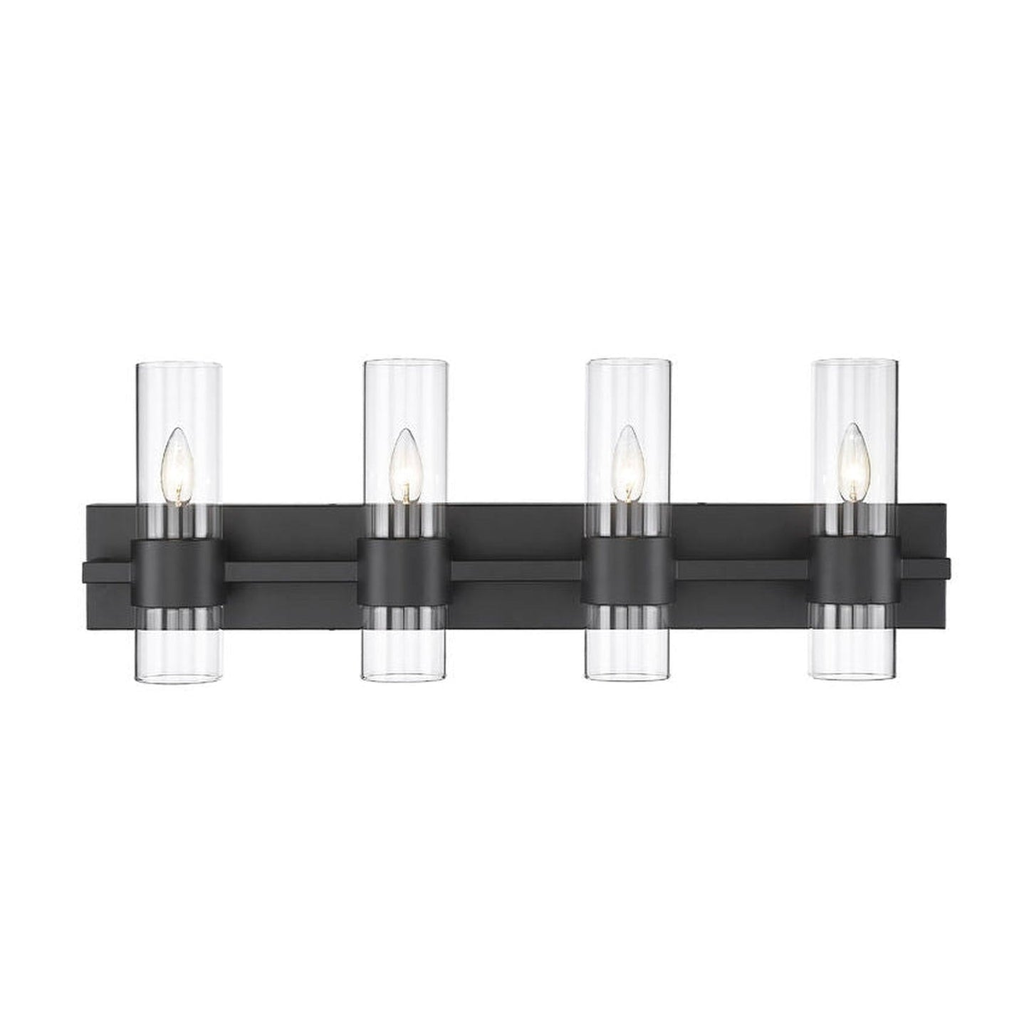 Z-Lite Lawson 32" 4-Light Matte Black Vanity Light With Clear Glass Shade