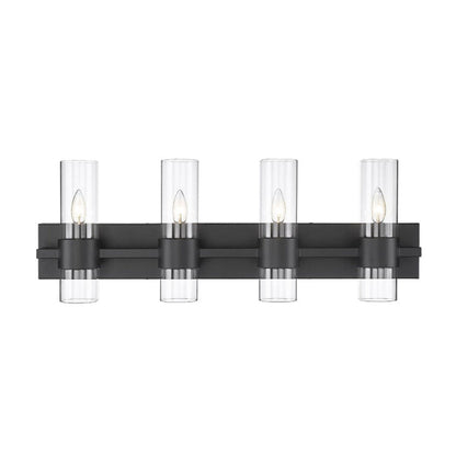 Z-Lite Lawson 32" 4-Light Matte Black Vanity Light With Clear Glass Shade