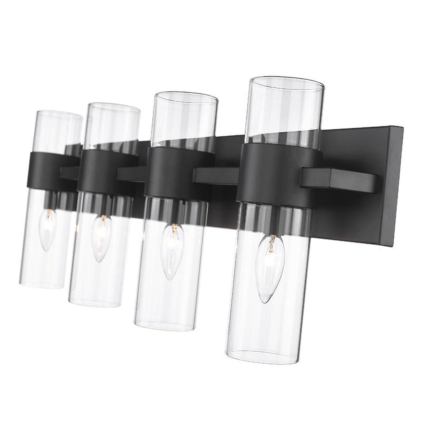 Z-Lite Lawson 32" 4-Light Matte Black Vanity Light With Clear Glass Shade
