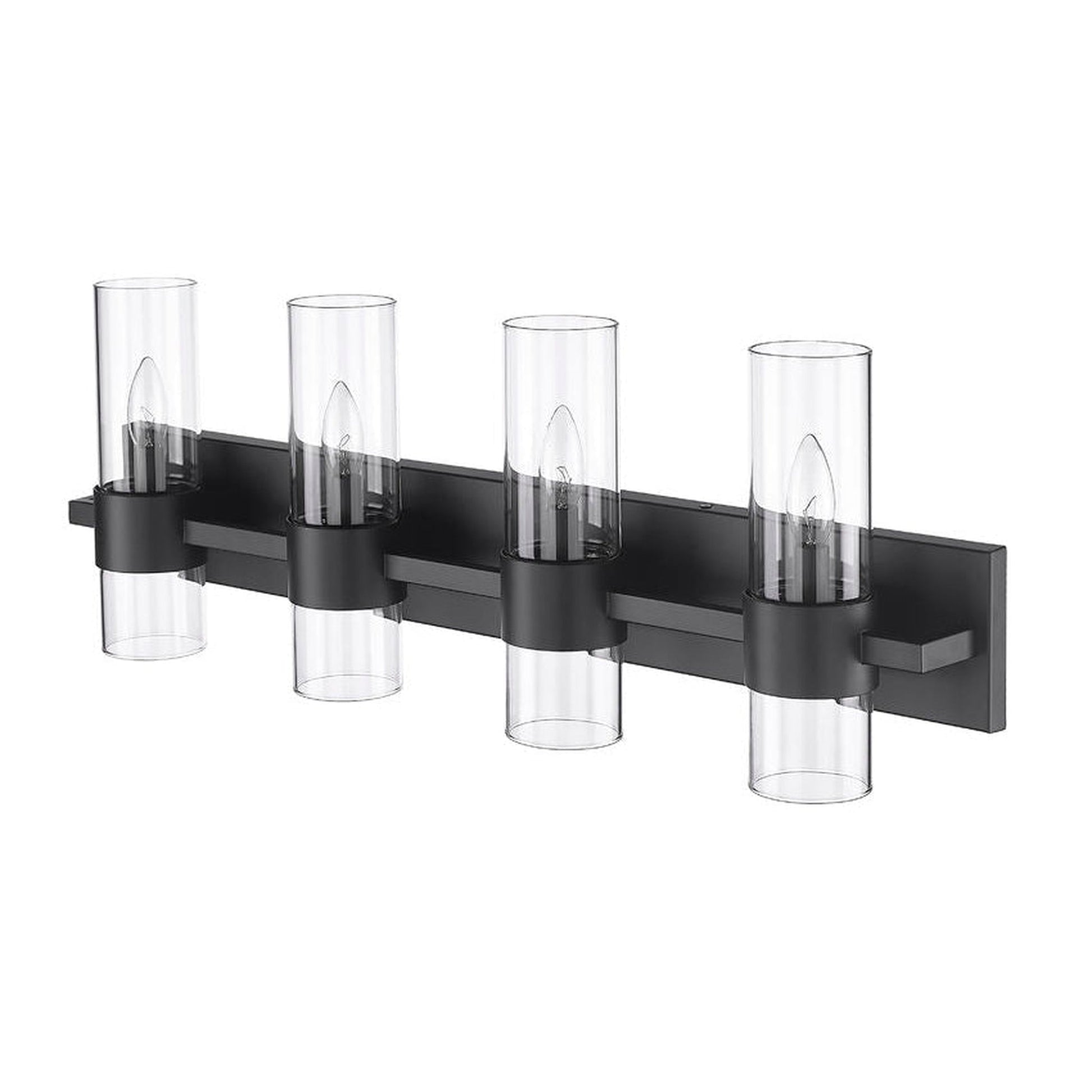 Z-Lite Lawson 32" 4-Light Matte Black Vanity Light With Clear Glass Shade