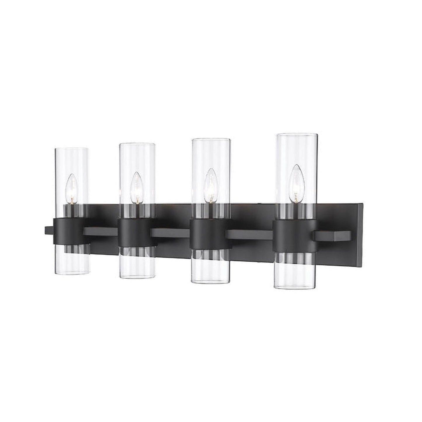 Z-Lite Lawson 32" 4-Light Matte Black Vanity Light With Clear Glass Shade