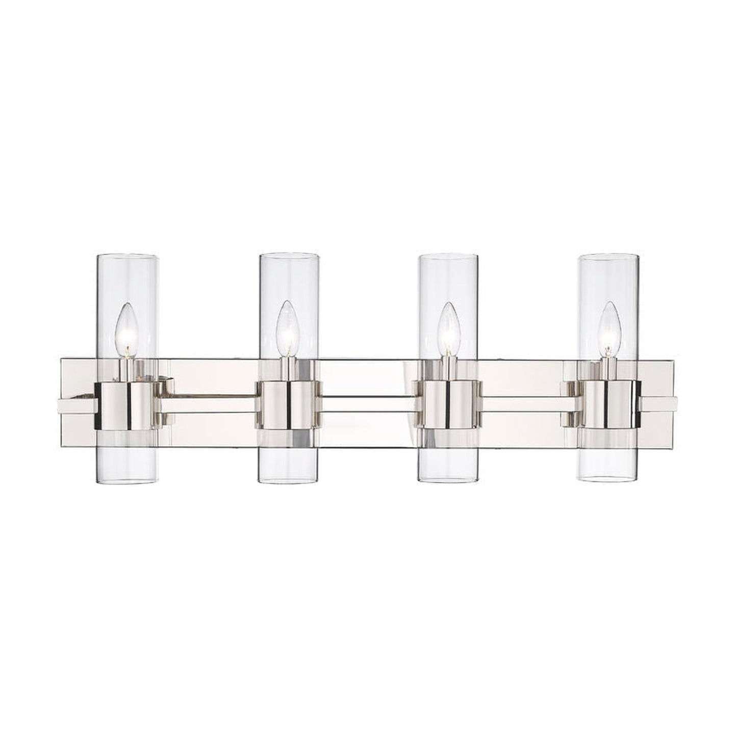 Z-Lite Lawson 32" 4-Light Polished Nickel Vanity Light With Clear Glass Shade