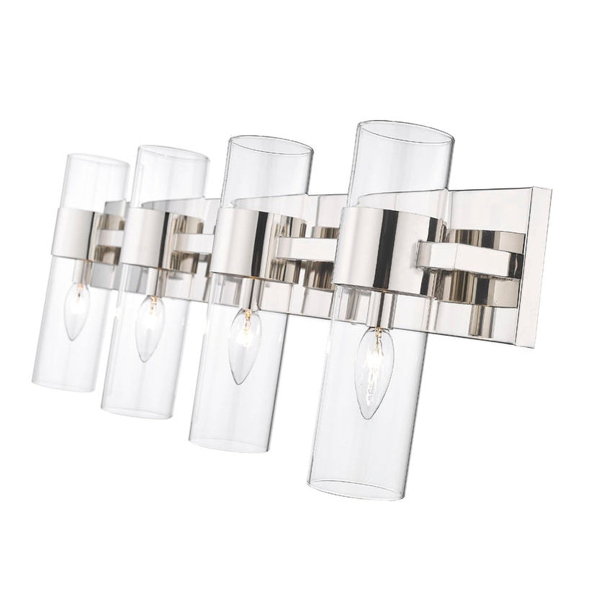 Z-Lite Lawson 32" 4-Light Polished Nickel Vanity Light With Clear Glass Shade