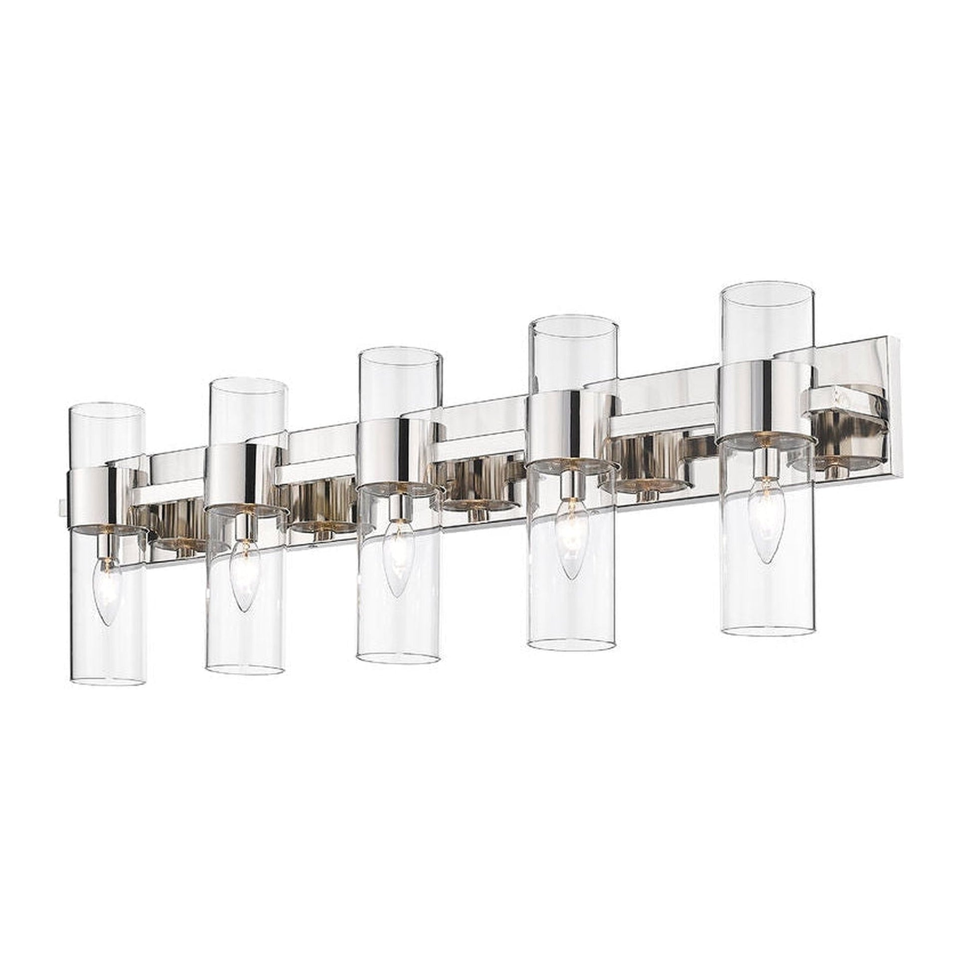 Z-Lite Lawson 38" 5-Light Polished Nickel Vanity Light With Clear Glass Shade