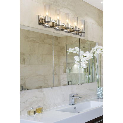 Z-Lite Lawson 38" 5-Light Polished Nickel Vanity Light With Clear Glass Shade