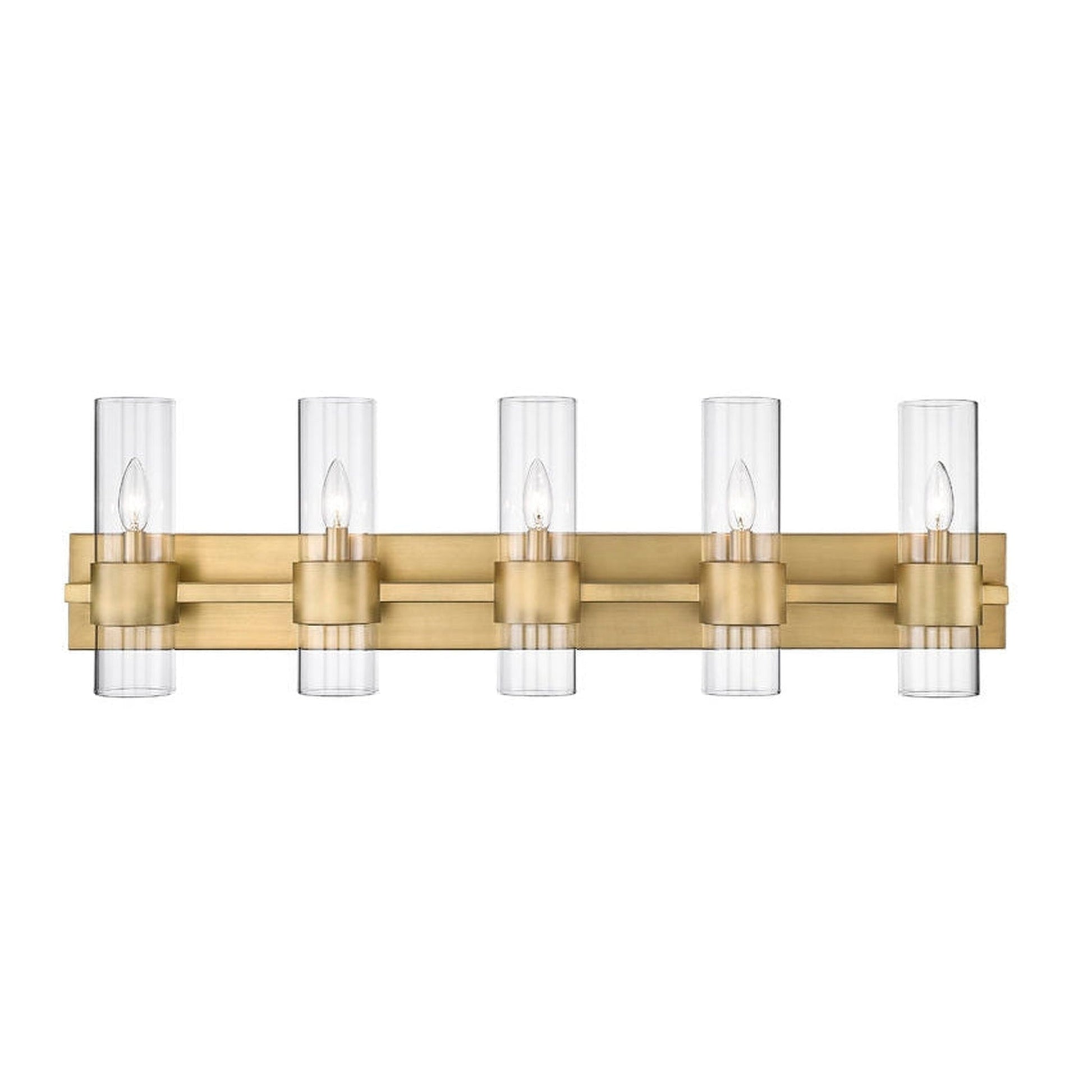 Z-Lite Lawson 38" 5-Light Rubbed Brass Vanity Light With Clear Glass Shade