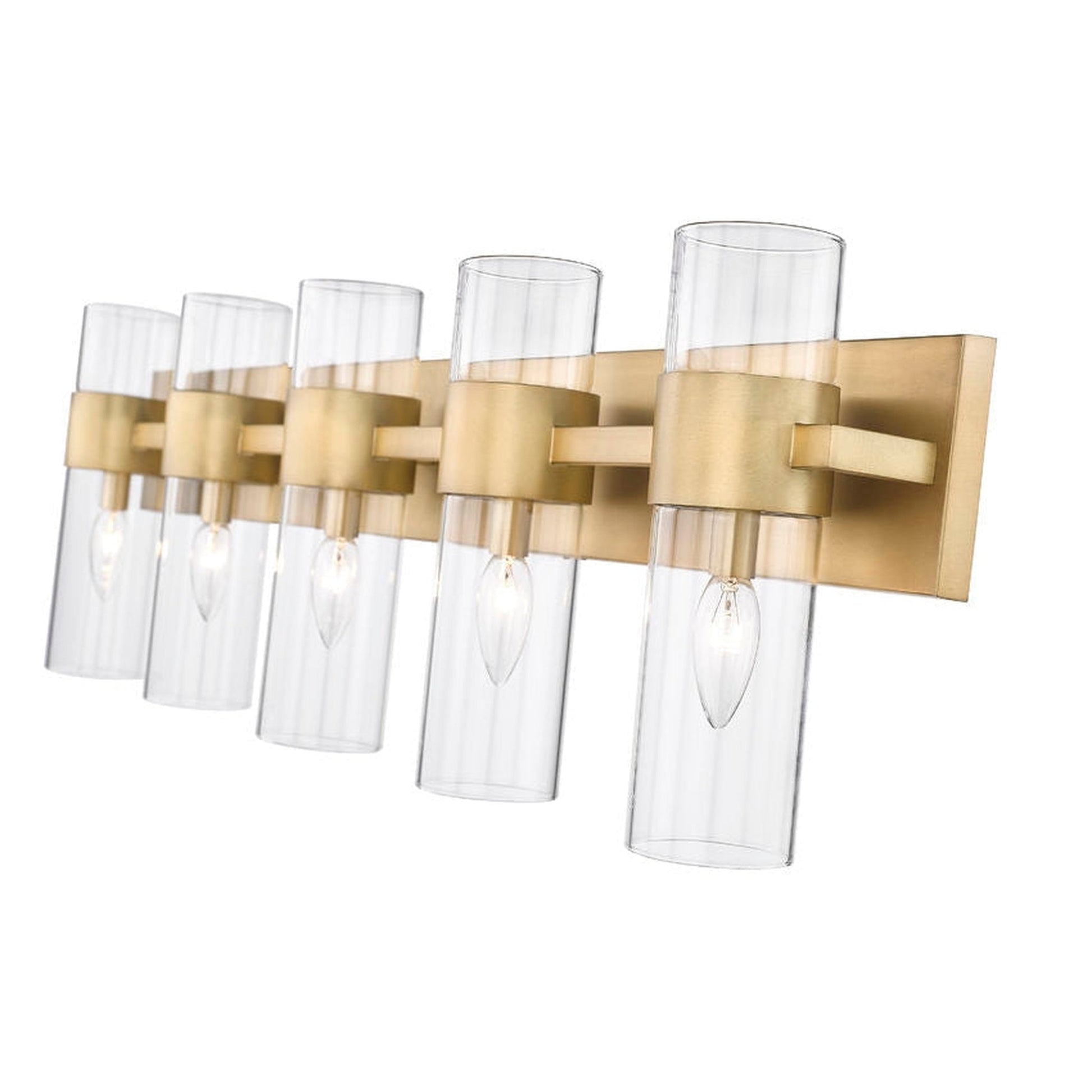 Z-Lite Lawson 38" 5-Light Rubbed Brass Vanity Light With Clear Glass Shade