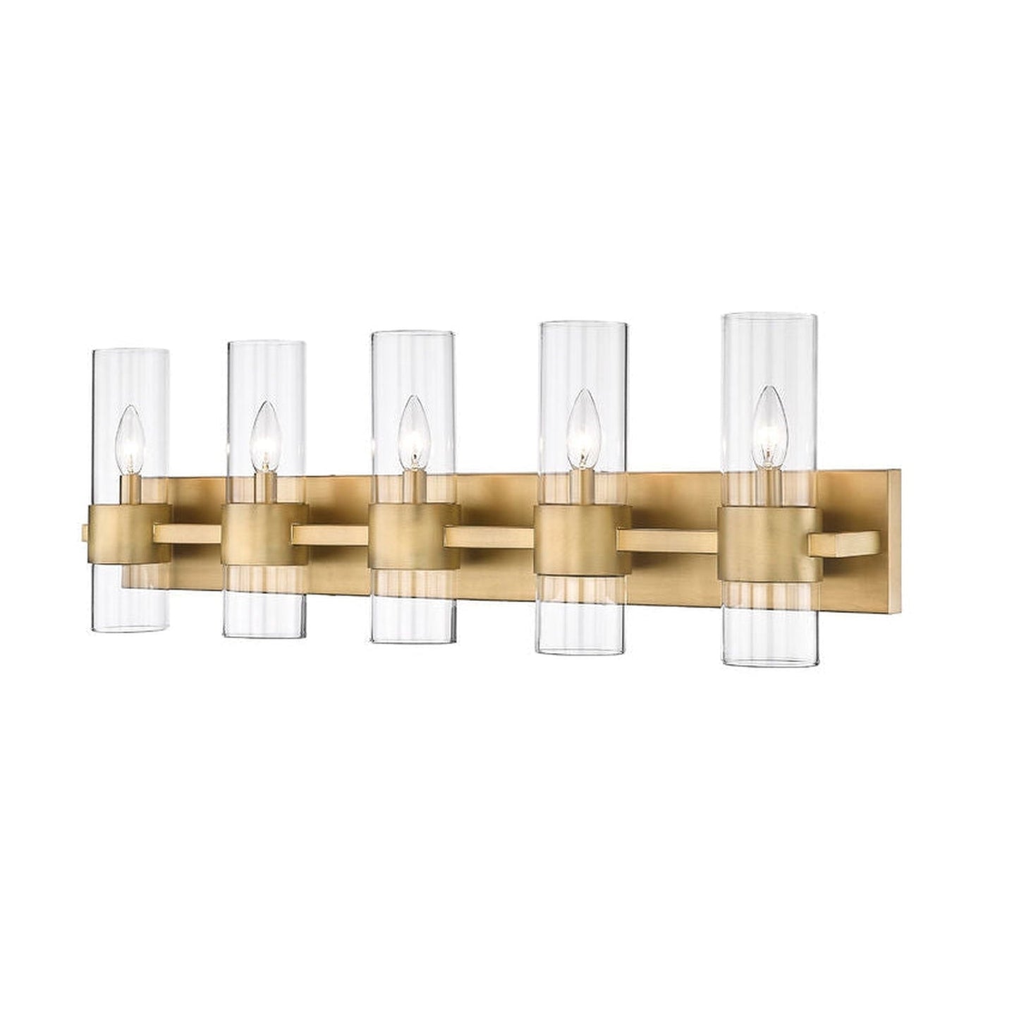 Z-Lite Lawson 38" 5-Light Rubbed Brass Vanity Light With Clear Glass Shade