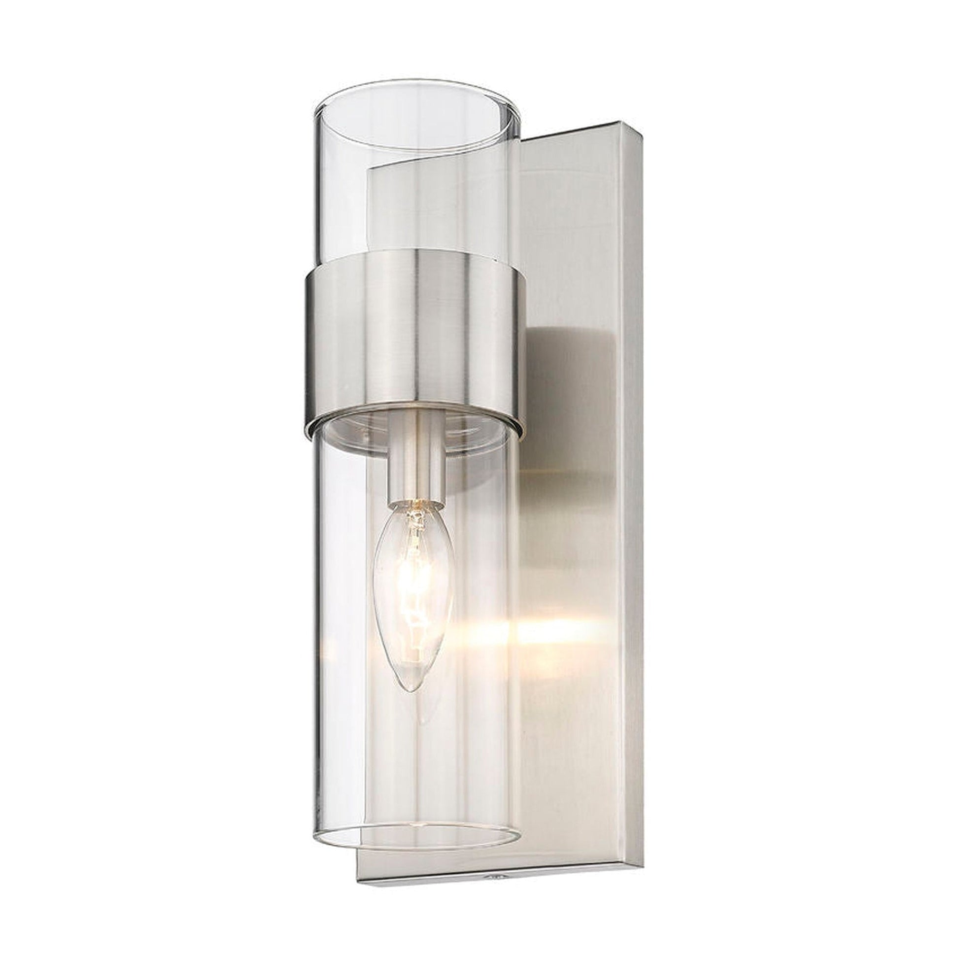 Z-Lite Lawson 5" 1-Light Brushed Nickel Wall Sconce With Clear Glass Shade