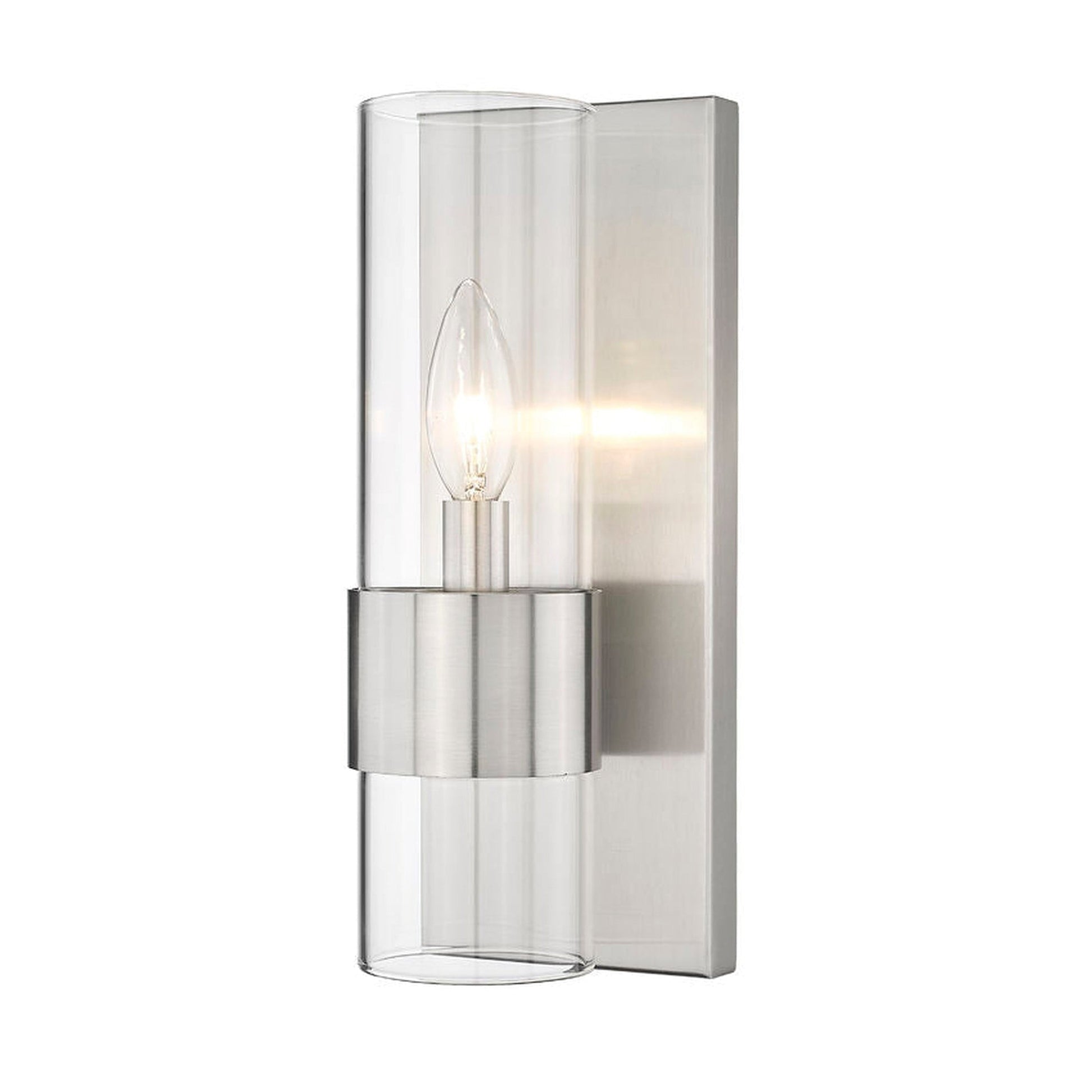 Z-Lite Lawson 5" 1-Light Brushed Nickel Wall Sconce With Clear Glass Shade