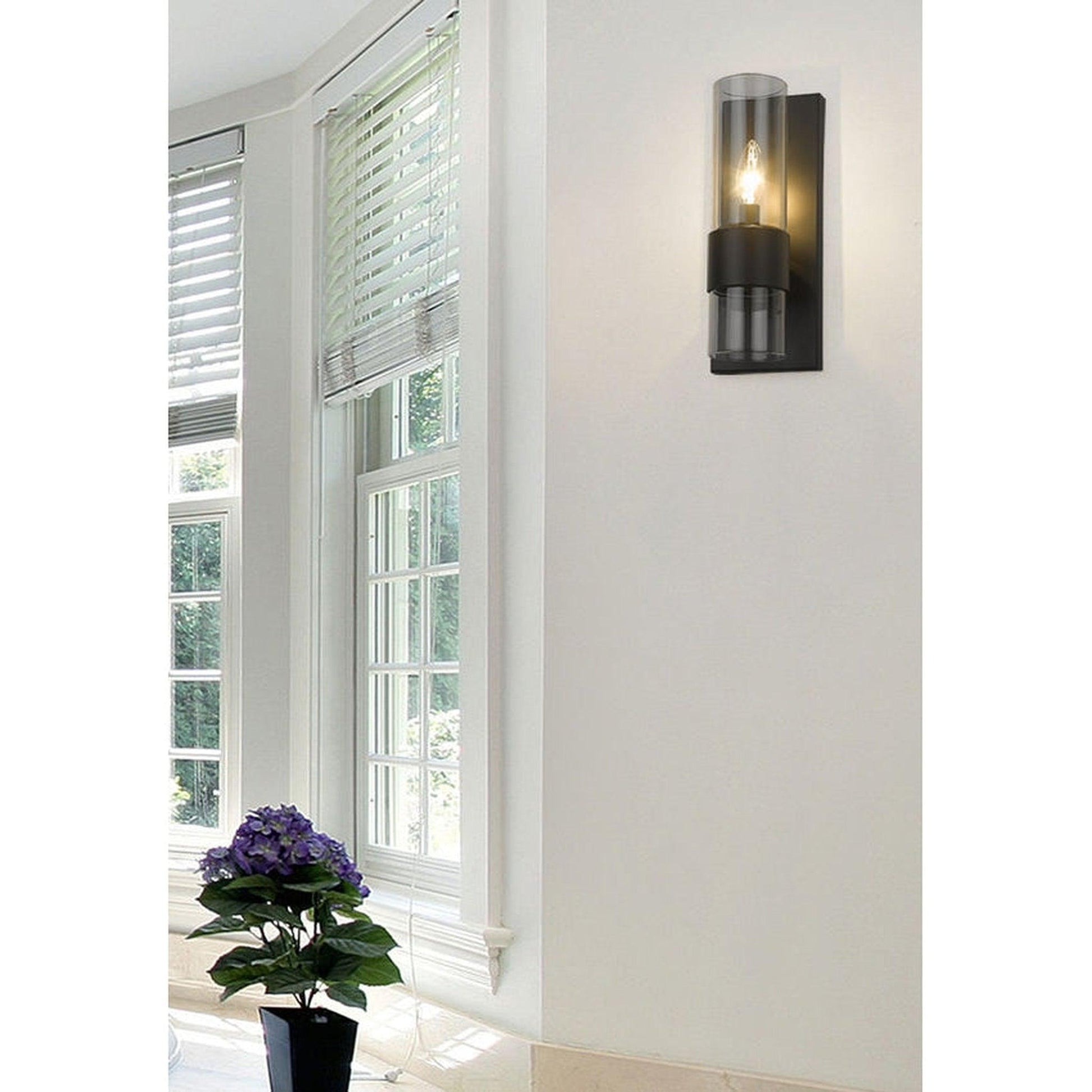 Z-Lite Lawson 5" 1-Light Matte Black Wall Sconce With Clear Glass Shade