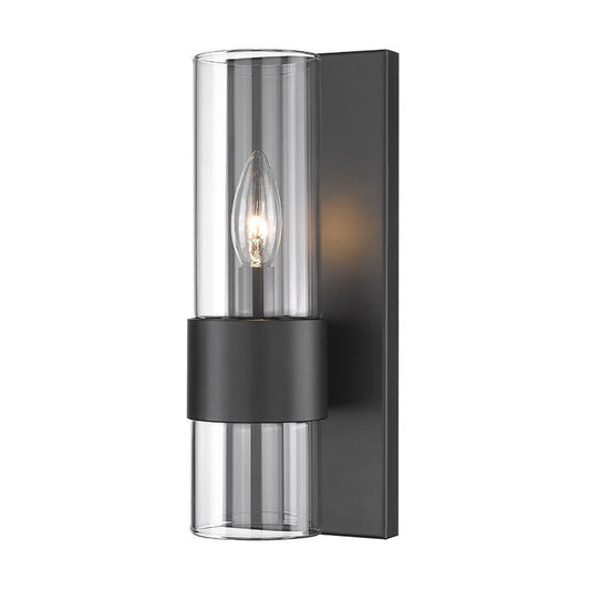 Z-Lite Lawson 5" 1-Light Matte Black Wall Sconce With Clear Glass Shade