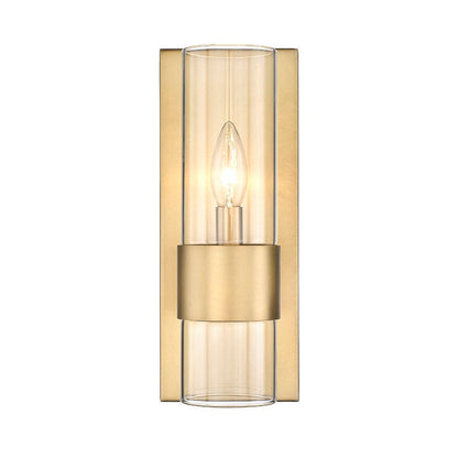 Z-Lite Lawson 5" 1-Light Rubbed Brass Wall Sconce With Clear Glass Shade