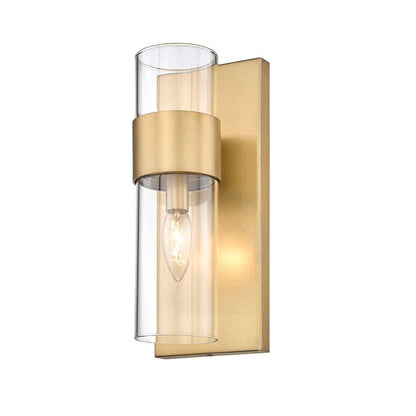 Z-Lite Lawson 5" 1-Light Rubbed Brass Wall Sconce With Clear Glass Shade
