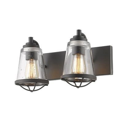 Z-Lite Mariner 16" 2-Light Bronze Vanity Light With Clear Seedy Glass Shade