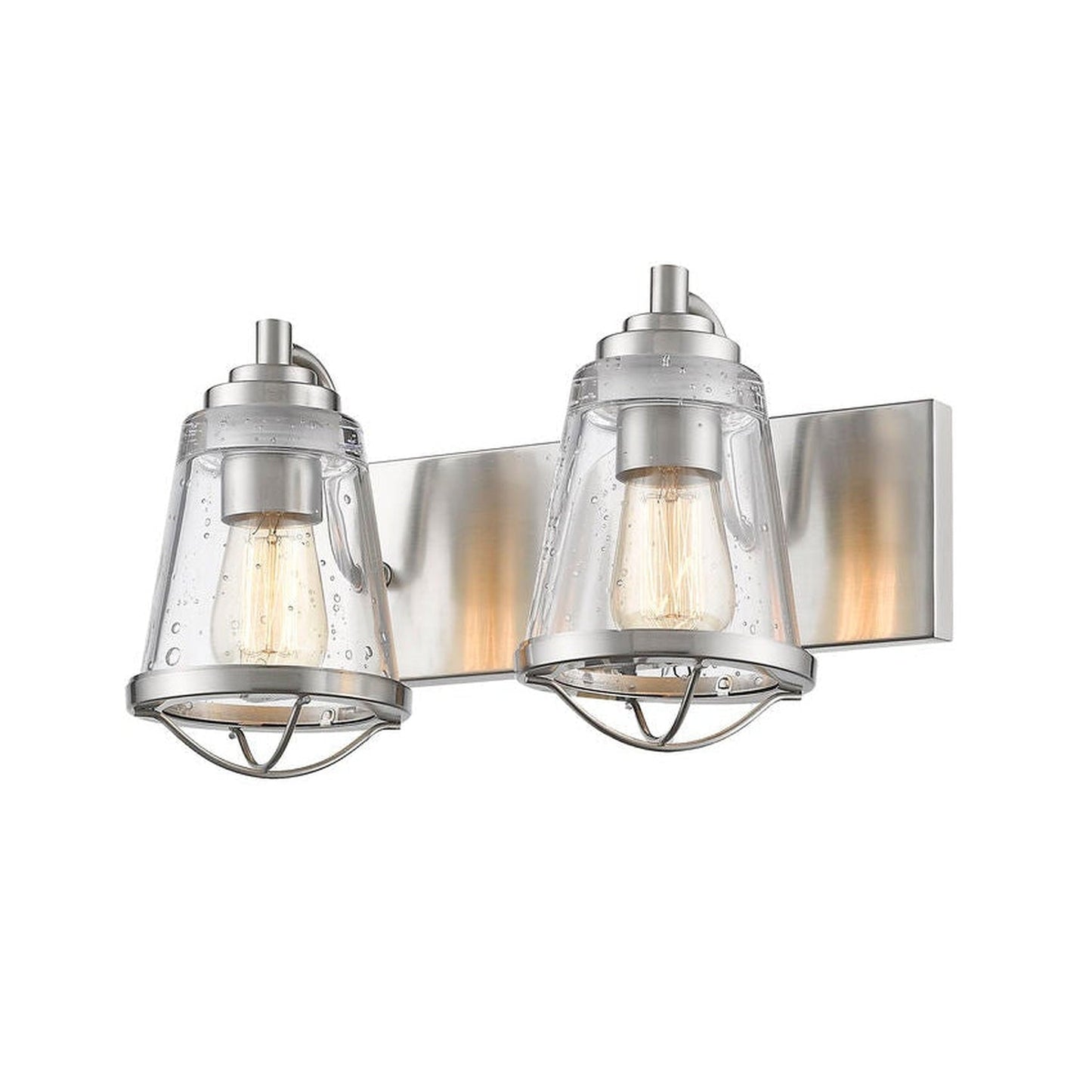 Z-Lite Mariner 16" 2-Light Brushed Nickel Vanity Light With Clear Seedy Glass Shade