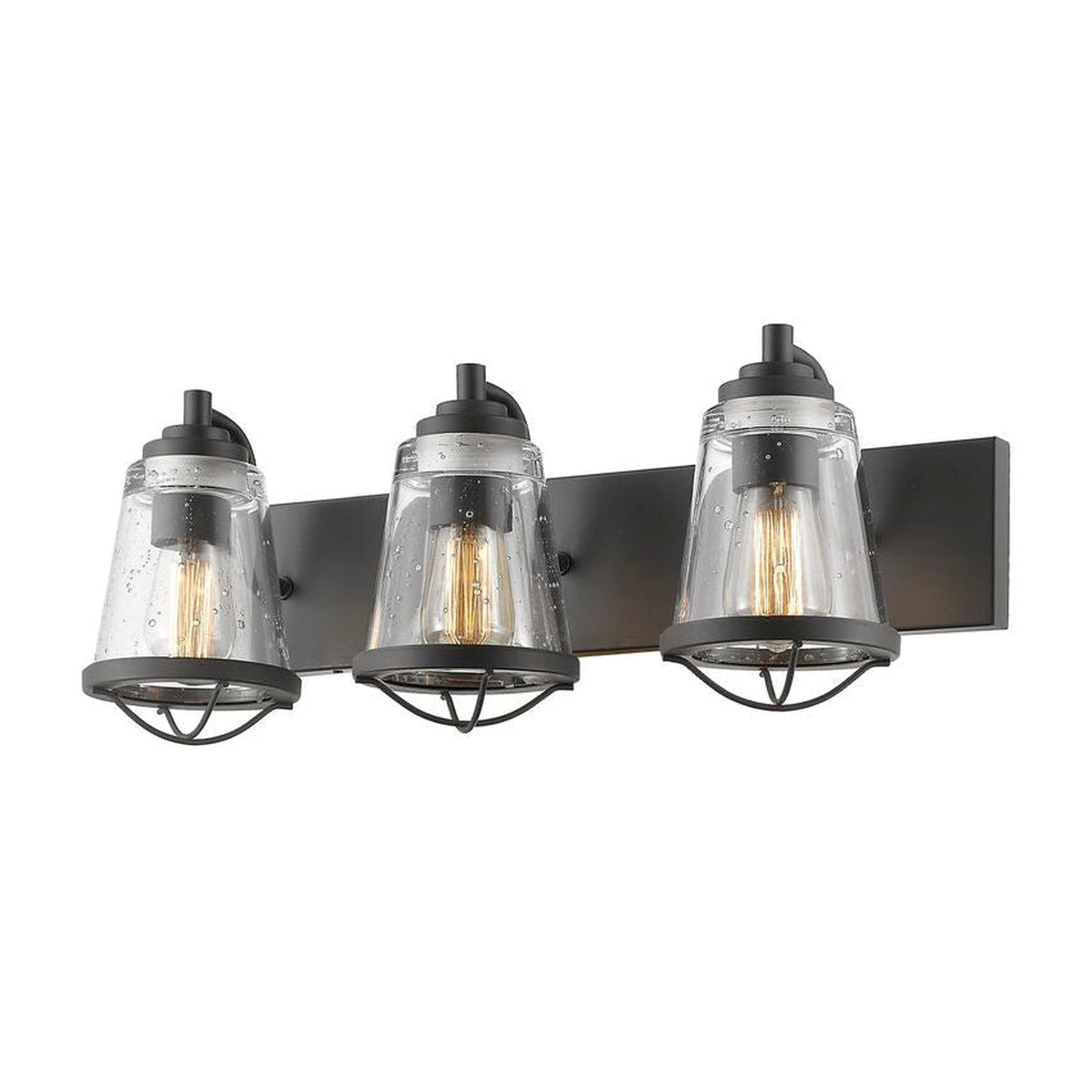Z-Lite Mariner 24" 3-Light Bronze Vanity Light With Clear Seedy Glass Shade