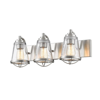 Z-Lite Mariner 24" 3-Light Brushed Nickel Vanity Light With Clear Seedy Glass Shade