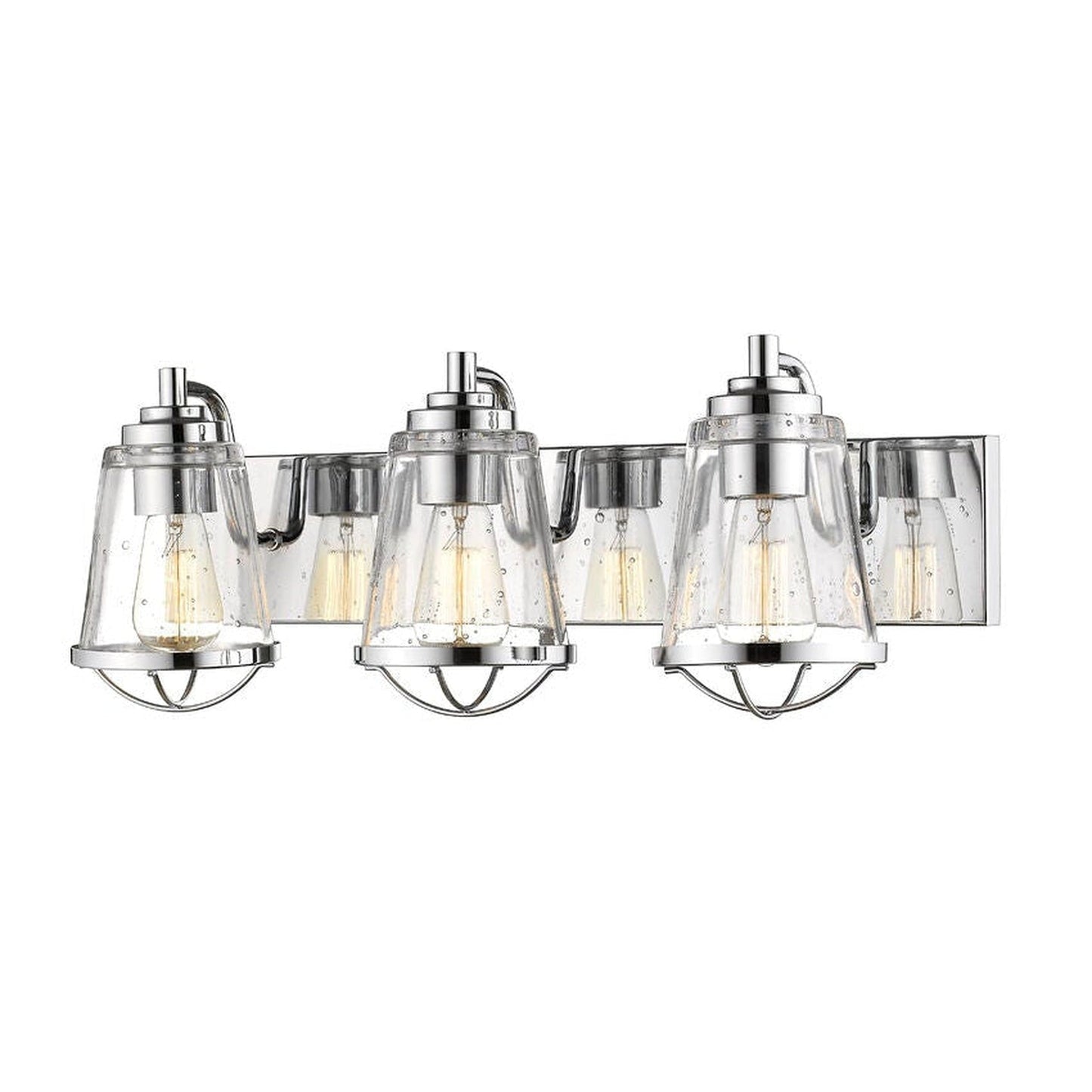 Z-Lite Mariner 24" 3-Light Chrome Vanity Light With Clear Seedy Glass Shade