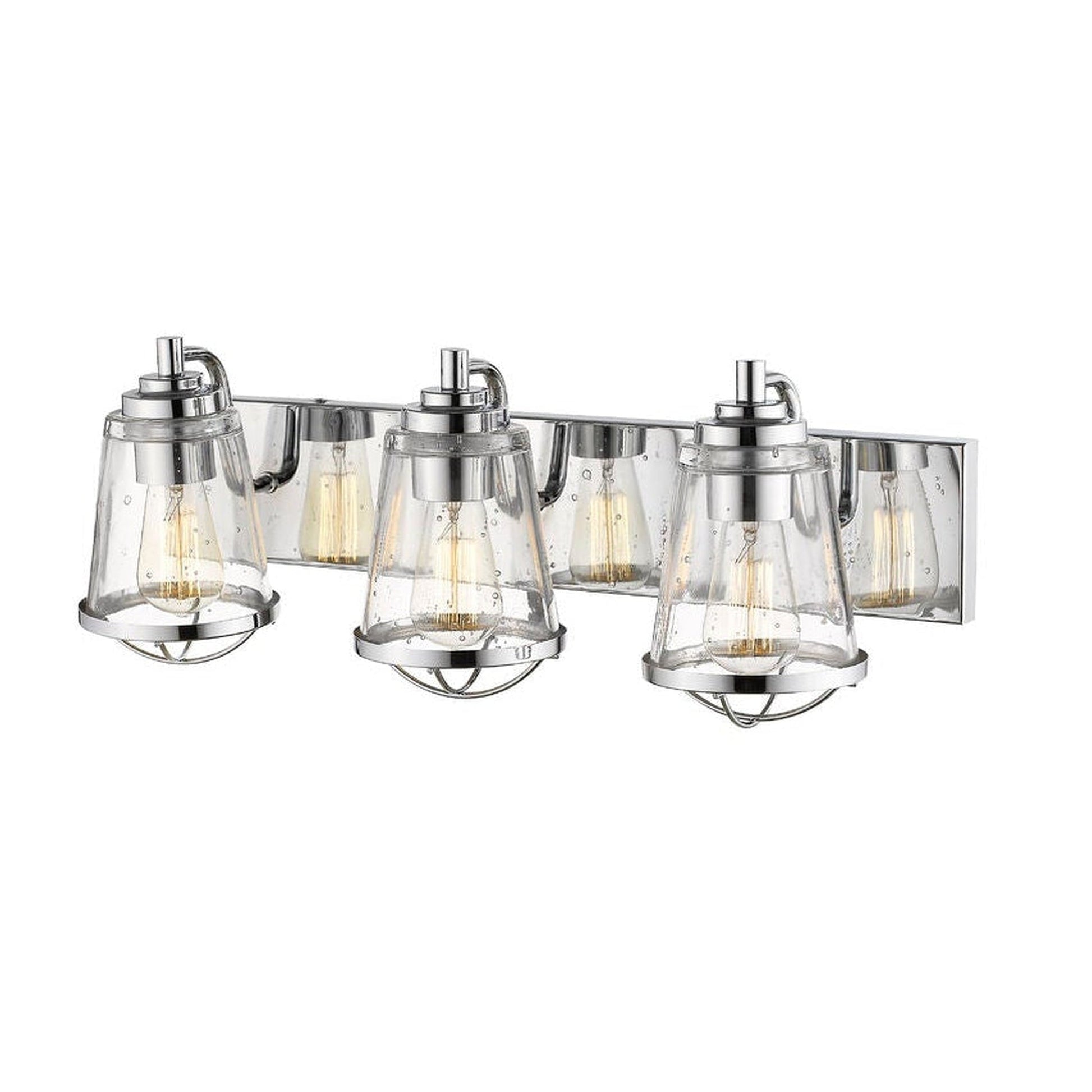 Z-Lite Mariner 24" 3-Light Chrome Vanity Light With Clear Seedy Glass Shade