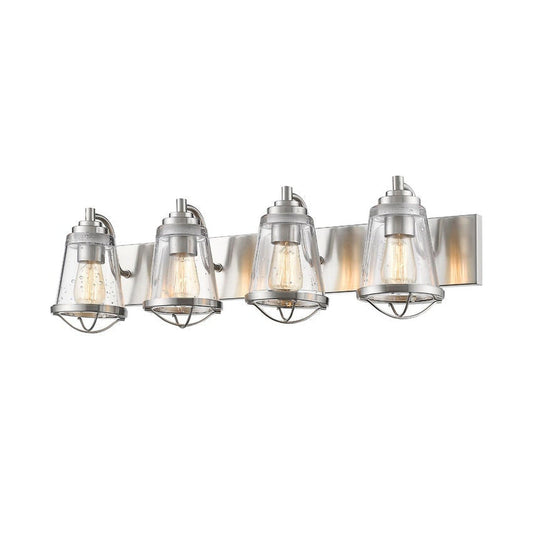 Z-Lite Mariner 32" 4-Light Brushed Nickel Vanity Light With Clear Seedy Glass Shade
