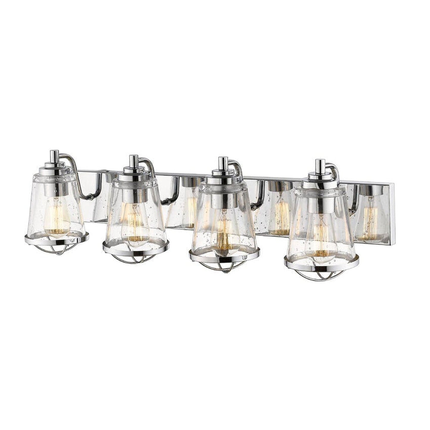 Z-Lite Mariner 32" 4-Light Chrome Vanity Light With Clear Seedy Glass Shade