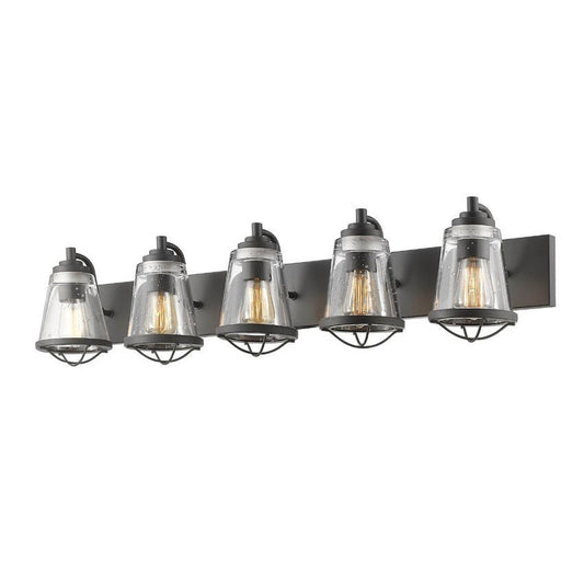 Z-Lite Mariner 40" 5-Light Bronze Vanity Light With Clear Seedy Glass Shade