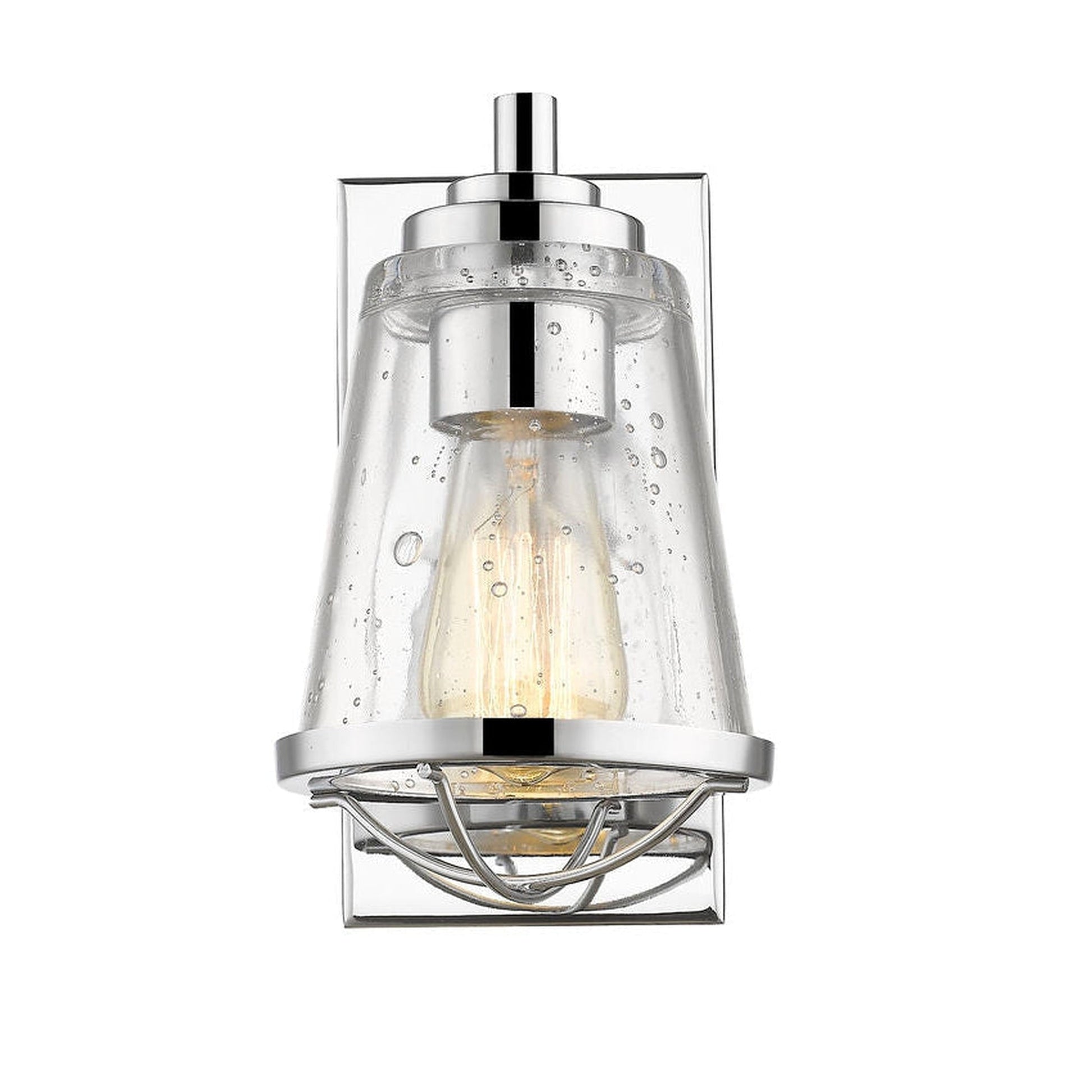 Z-Lite Mariner 6" 1-Light Chrome Wall Sconce With Clear Seedy Glass Shade