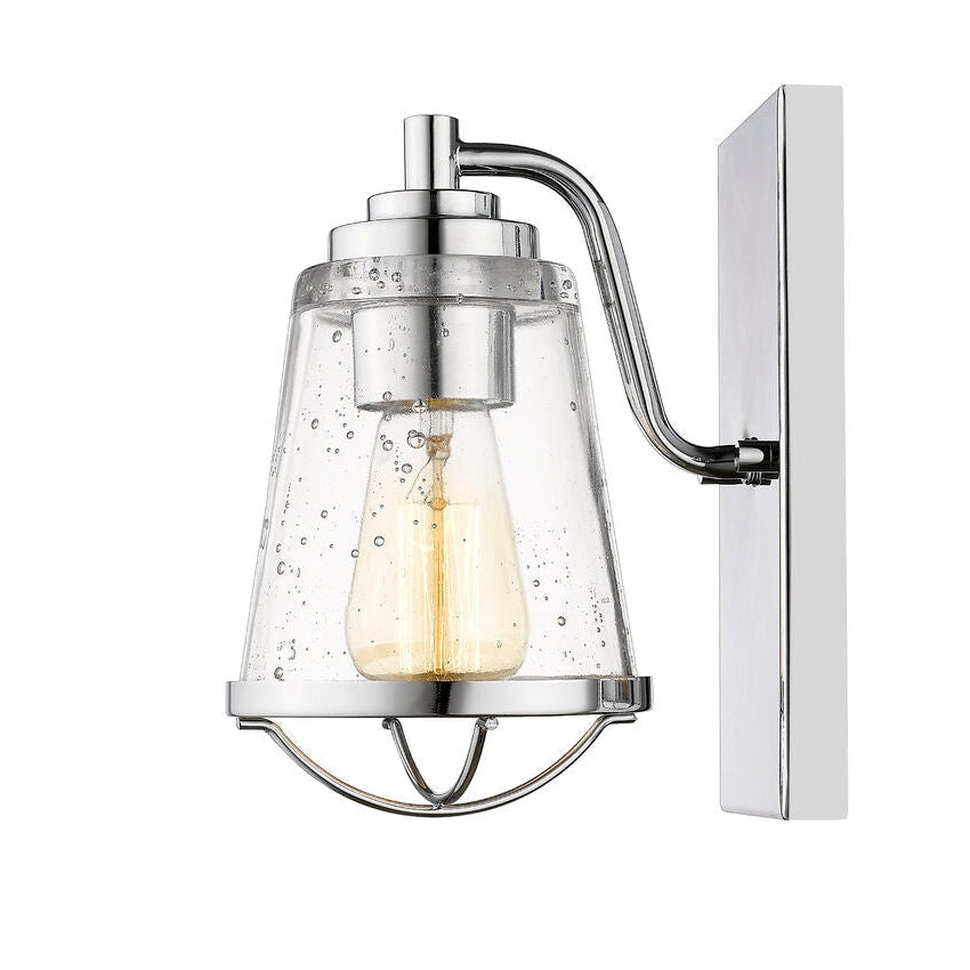 Z-Lite Mariner 6" 1-Light Chrome Wall Sconce With Clear Seedy Glass Shade