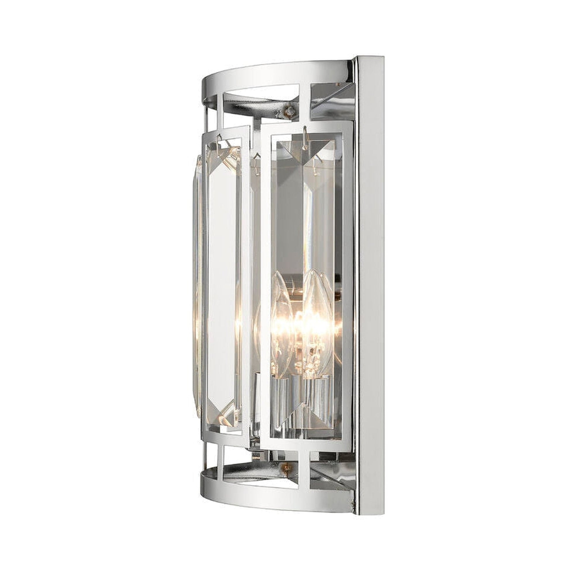 Z-Lite Mersesse 12" 2-Light Chrome Wall Sconce With Clear Crystal Chrome Shade
