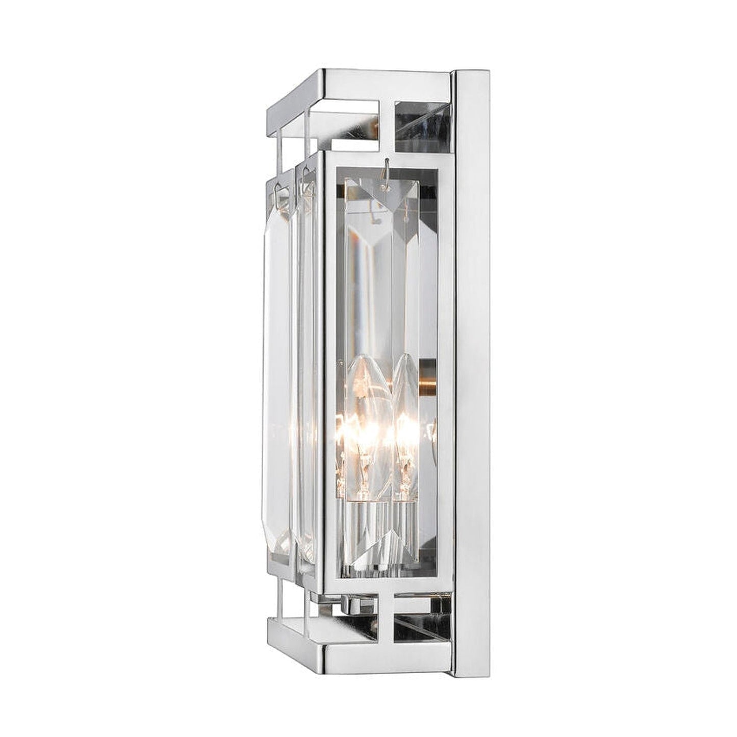 Z-Lite Mersesse 4" 2-Light Chrome Wall Sconce With Clear Crystal Chrome Shade