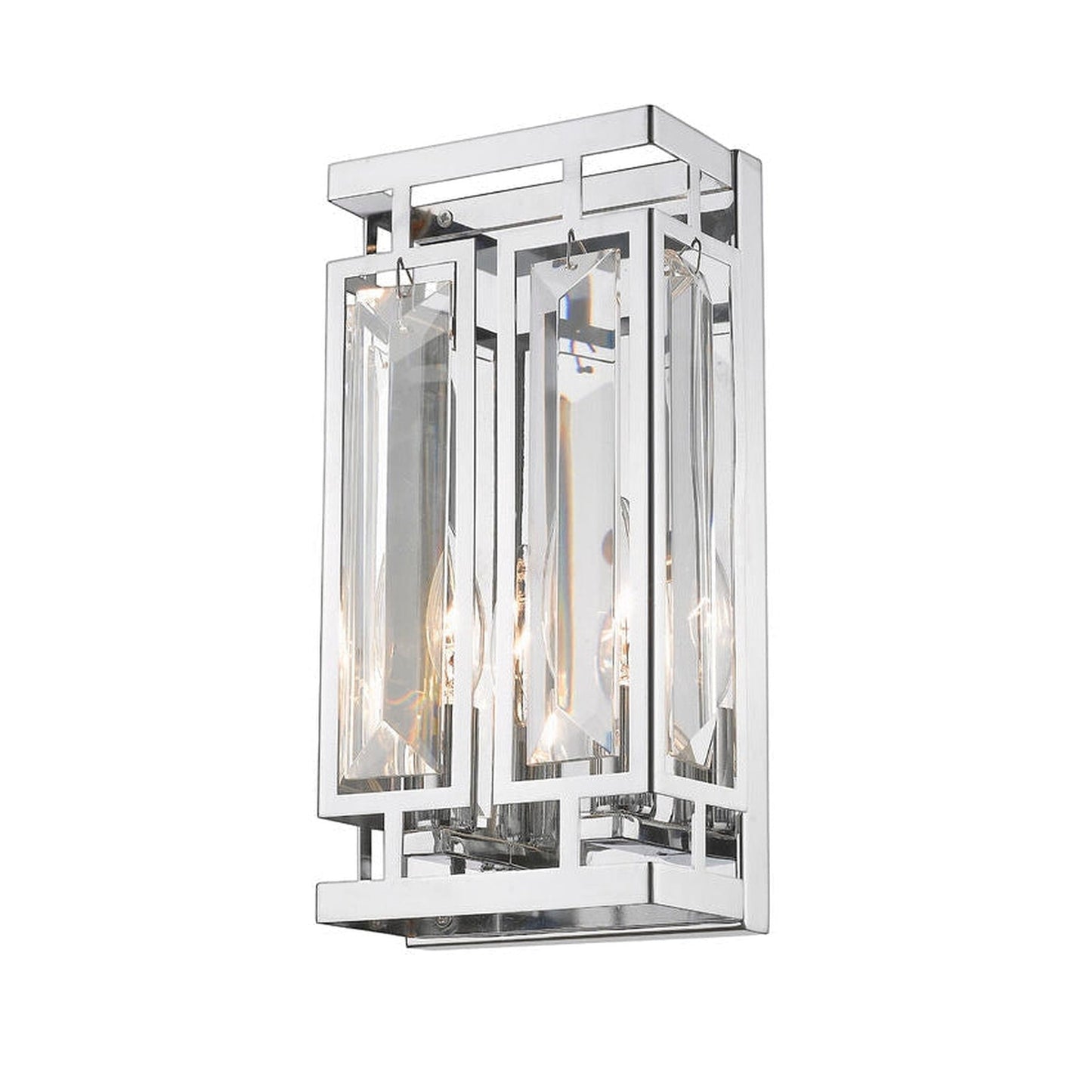 Z-Lite Mersesse 4" 2-Light Chrome Wall Sconce With Clear Crystal Chrome Shade