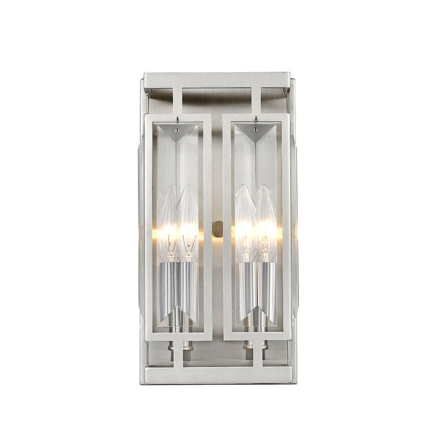 Z-Lite Mersesse 6" 2-Light Brushed Nickel Wall Sconce With Crystal Clear Shade