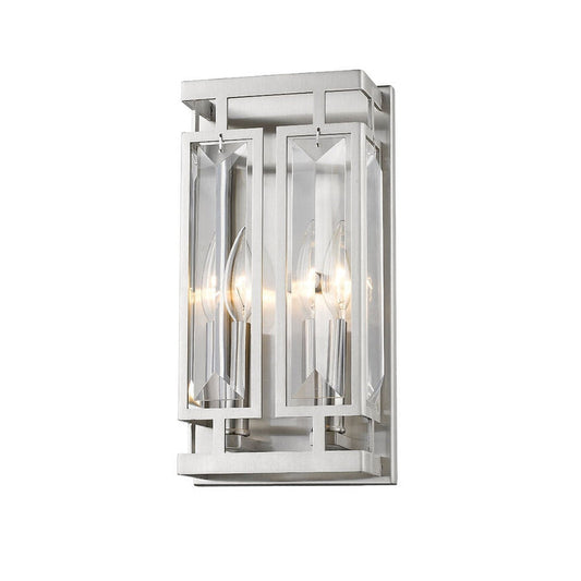Z-Lite Mersesse 6" 2-Light Brushed Nickel Wall Sconce With Crystal Clear Shade