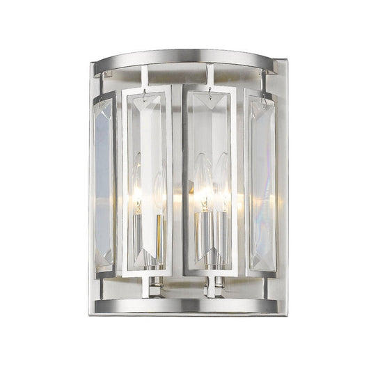 Z-Lite Mersesse 9" 2-Light Brushed Nickel Wall Sconce With Crystal Clear Shade