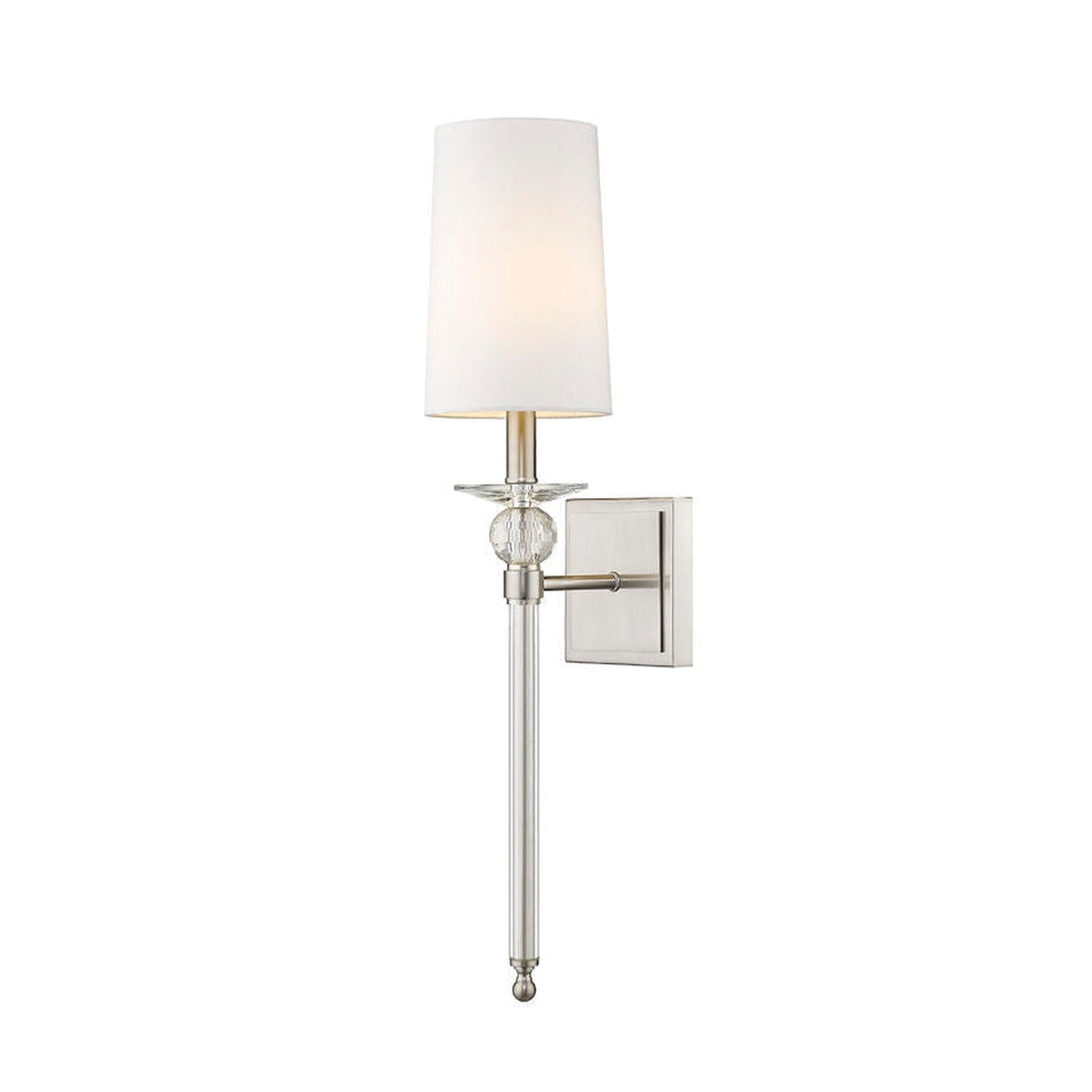 Z-Lite Mia 6" 1-Light Brushed Nickel Wall Sconce With White Fabric Shade